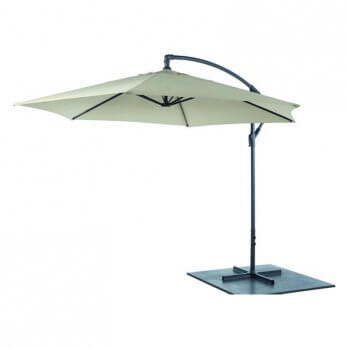 Zweefparasol champagne Ø 300cm – luxe hangparasol met windvanger en kruisvoet