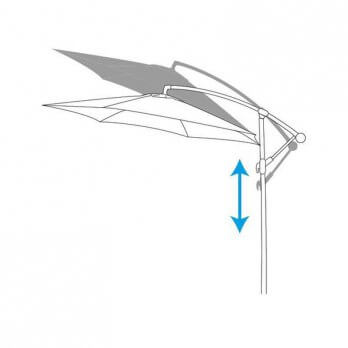 Zweefparasol champagne Ø 300cm – luxe hangparasol met windvanger en kruisvoet